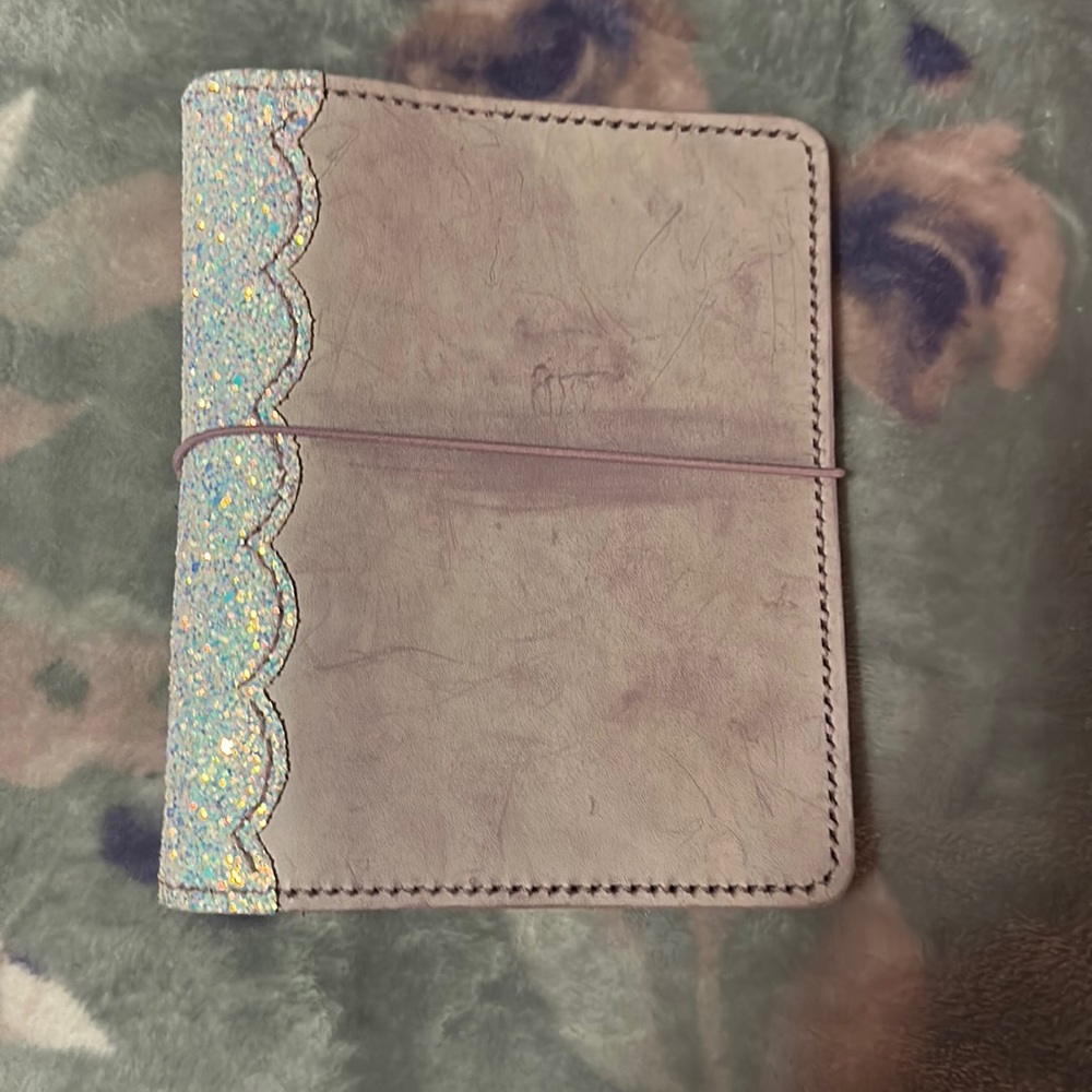 Pelle Studio A6 Rings planner lavender wax with mermaid glitter scallop spine